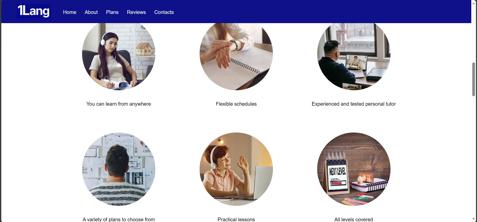 A photo highlighting a language learning website that I designed