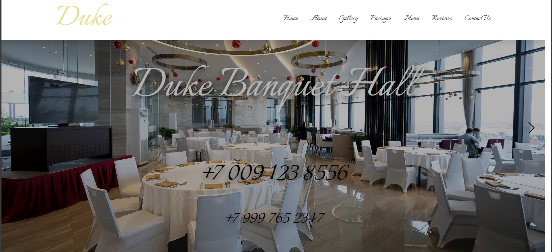 A photo highlighting a banquet restaurant website that I designed